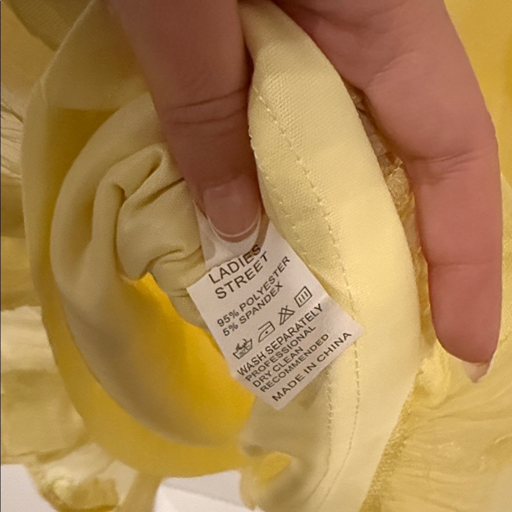 Strapless Yellow Ruffle-Hem Sundress - Picture 3 of 8